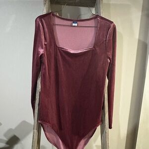 Old Navy Velvet Long Sleeve Bodysuit